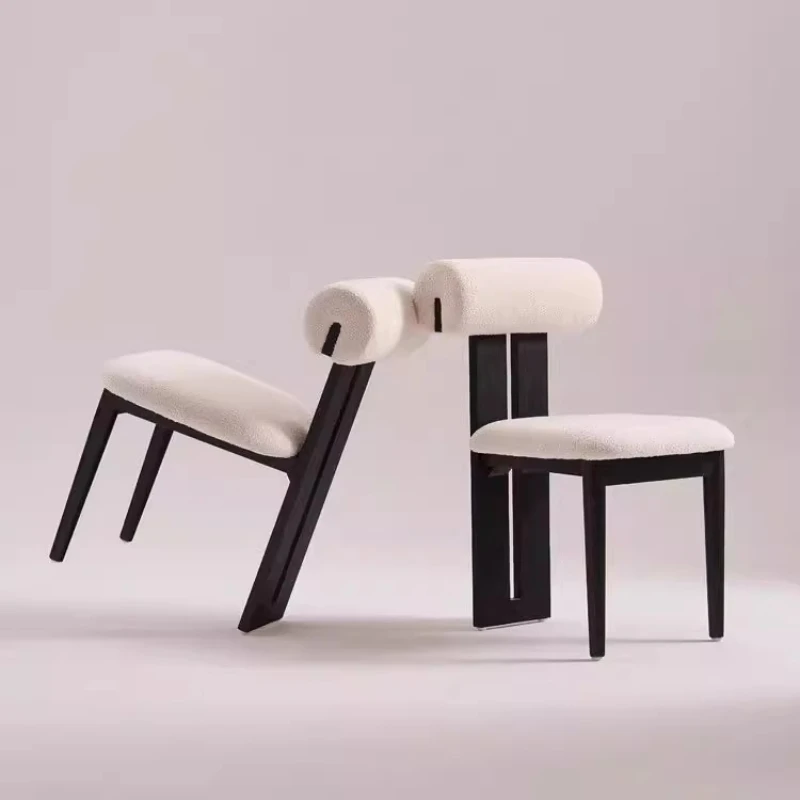 Nordic Solid Wood Vintage Dining Chair Home Living Room Casual Armchair Ash Wood Modern Minimalist Designer Vanity Chair