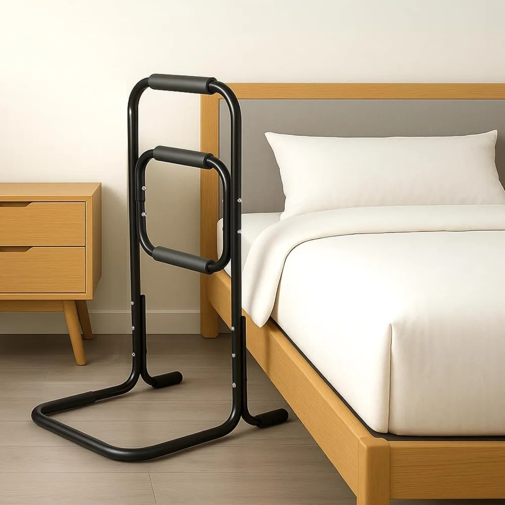 

Bed Rails for Elderly Adults Safety Adjustable Bed Assist Rail for Senior Fall Prevention with Support Leg Bedside Grab Bar Cane