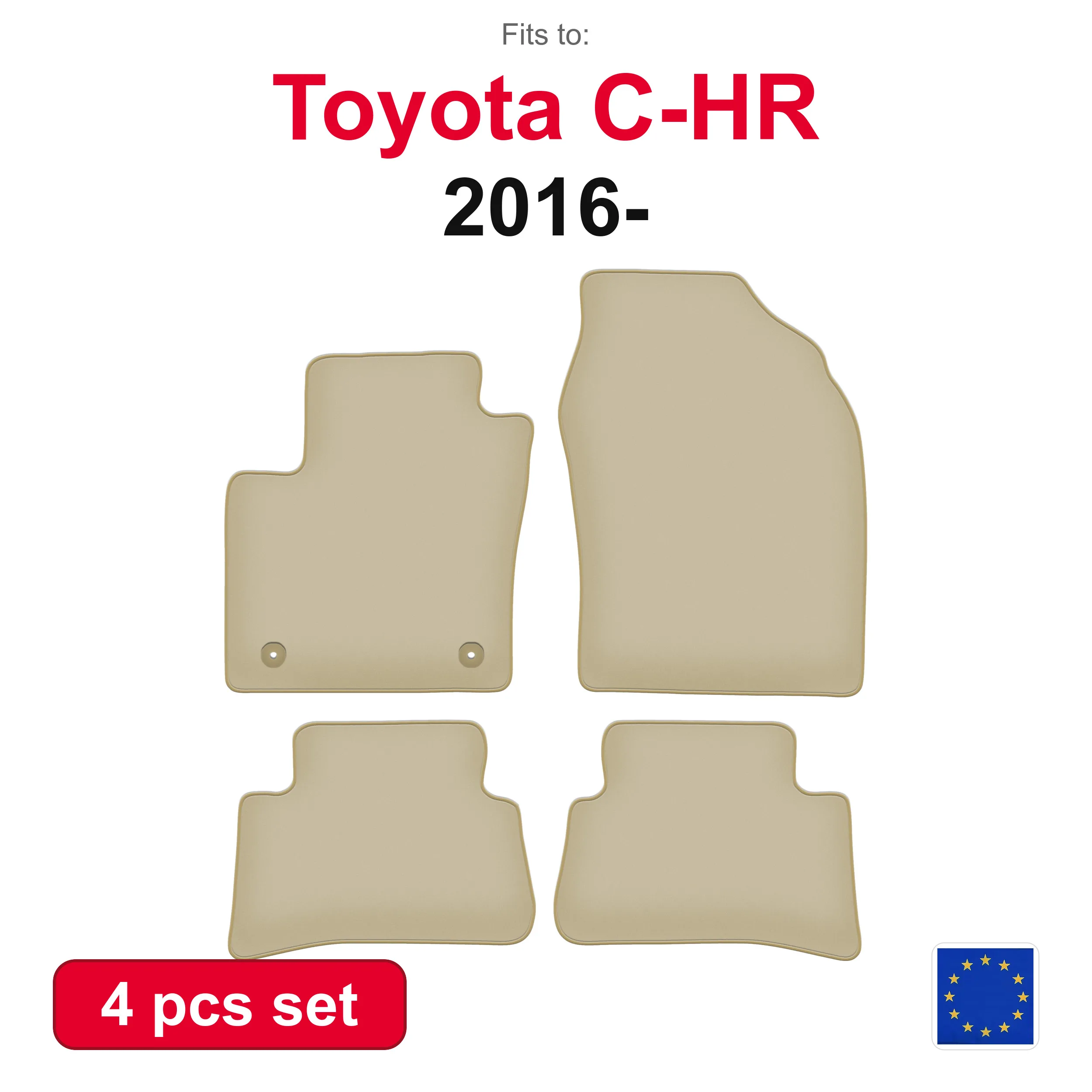 PREMIUM Toyota C-HR Crossover (2016-) Velours-Autofußmatten-Set