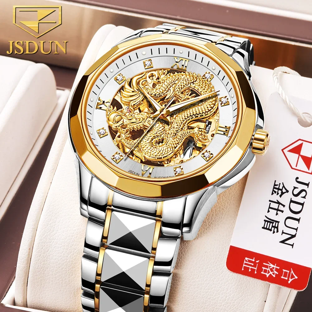 Imagem -05 - Jsdun Relógios Mecânicos Automáticos para Homens Relógios Impermeáveis Tungsten Steel Strap Negócios 8840