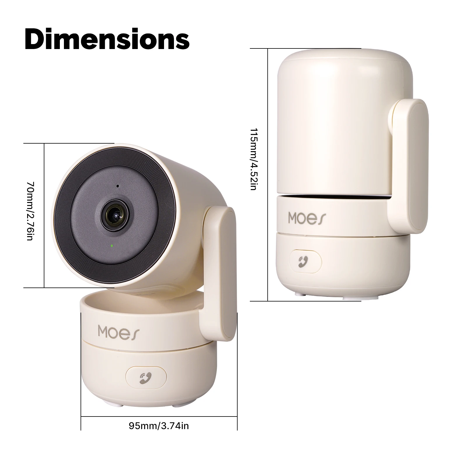 MOES-cámara de seguridad Pan/Tilt inteligente para interiores, Monitor de visión nocturna infrarroja, seguimiento de movimiento y detección de