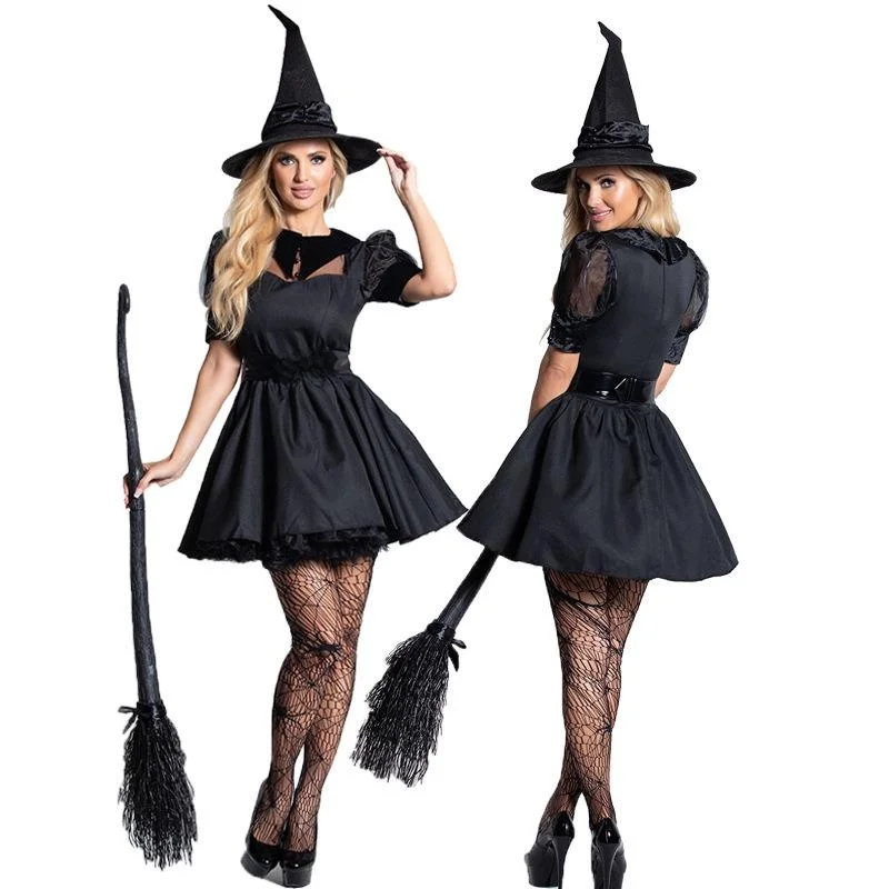 

loween Witch Costume Bla Veil Witch Outfit Ele Witch Is Night Ghost Cosplay Clothing Women's Faion Night Witch Ens...