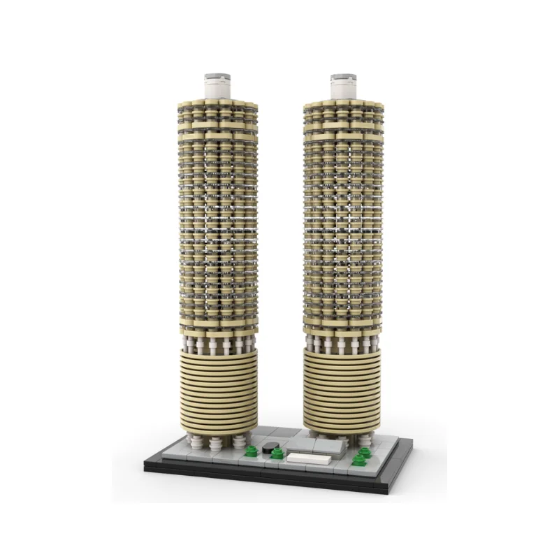 1560PCS MOC Marina City Skyscraper Architecture Model 1:800 Scale Custom Building Block DIY Educational Assembly Toy For Display
