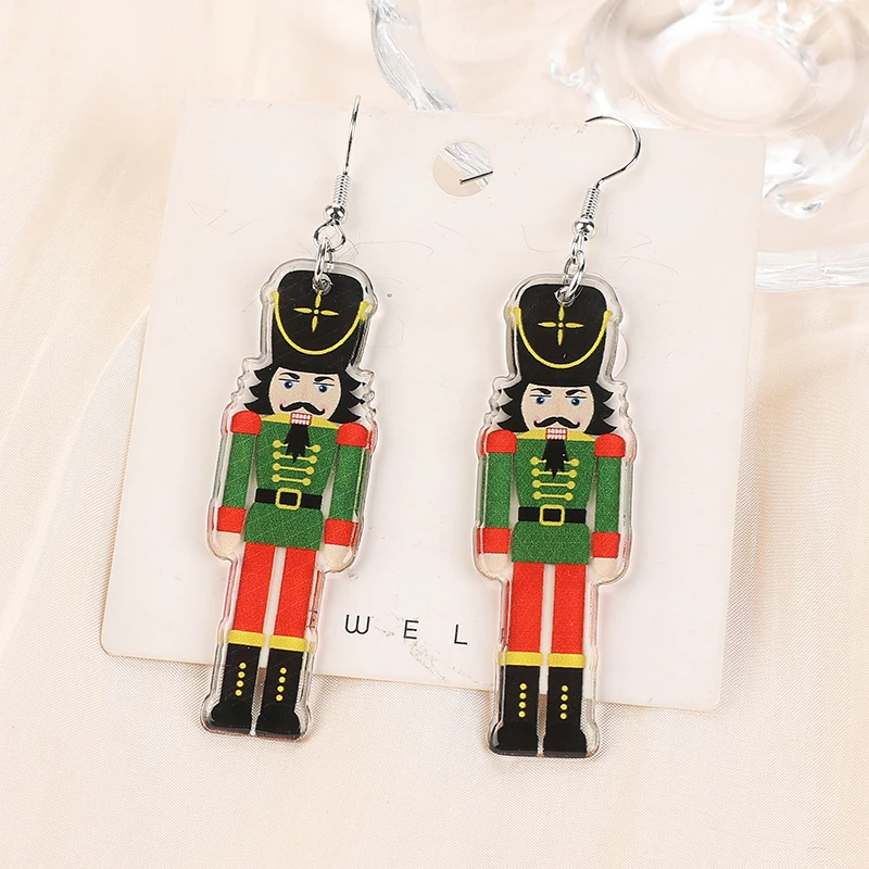 قرط متدلي أكريليك لعيد الميلاد للنساء ، مجوهرات ملك الموضة للفتيات ، هدية عيد ميلاد ، عطلة ، زوج واحد