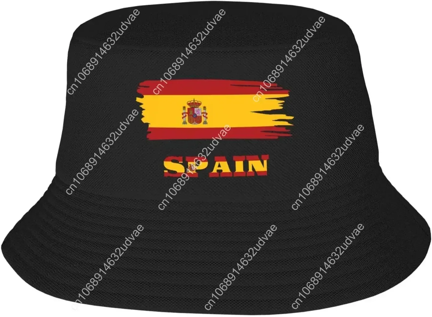 Text Brush Spanish Spain Flag Sun Hats Bucket Hat Men Women Fisher Fishing Fisherman Cap Summer Beach Black Folding Caps Outdoor