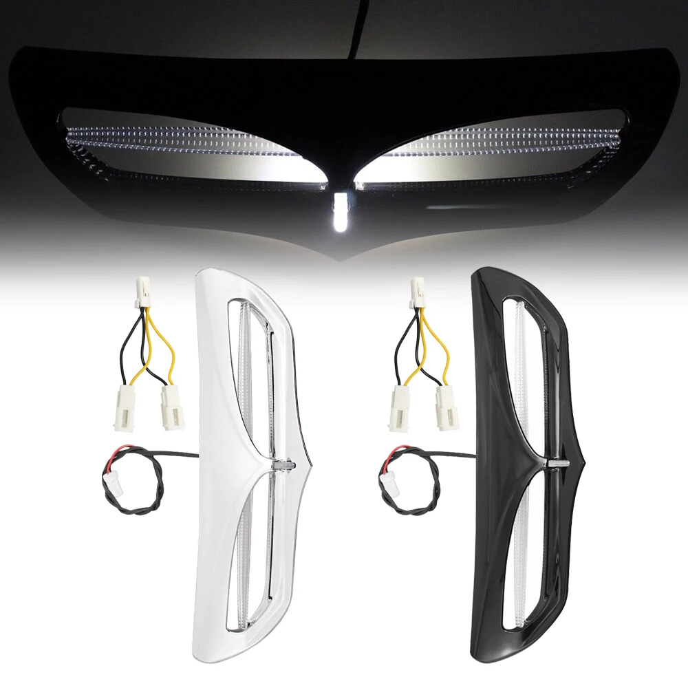 

Motorcycle Batwing Fairing Vent Trim with LED Light For 2014-2022 Harley Electra Glide Street Glide Tri Glide