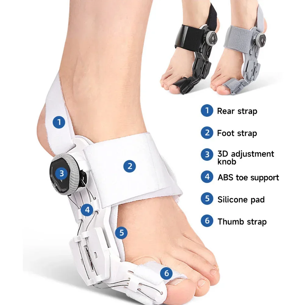 

Toe Straightener Bunion Corrector Unisex Valgus Adjustable Toe Corrector Rotatable Separator Splint Braces for Left Right Foot