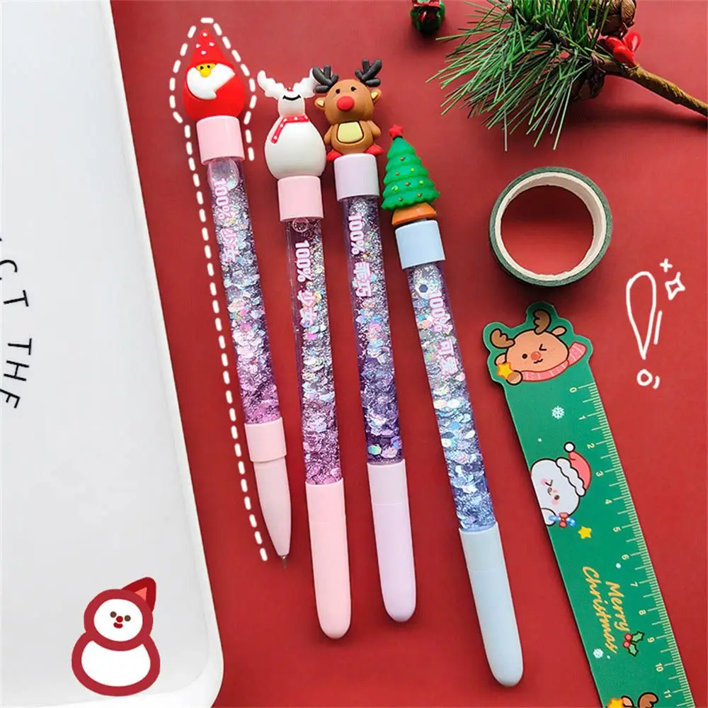 Tree Christmas Gifts Snowman Stationery Hand Account Pen Quicksand Sequins Gel Pen Christmas Quicksand Pen Christmas Gel Pen