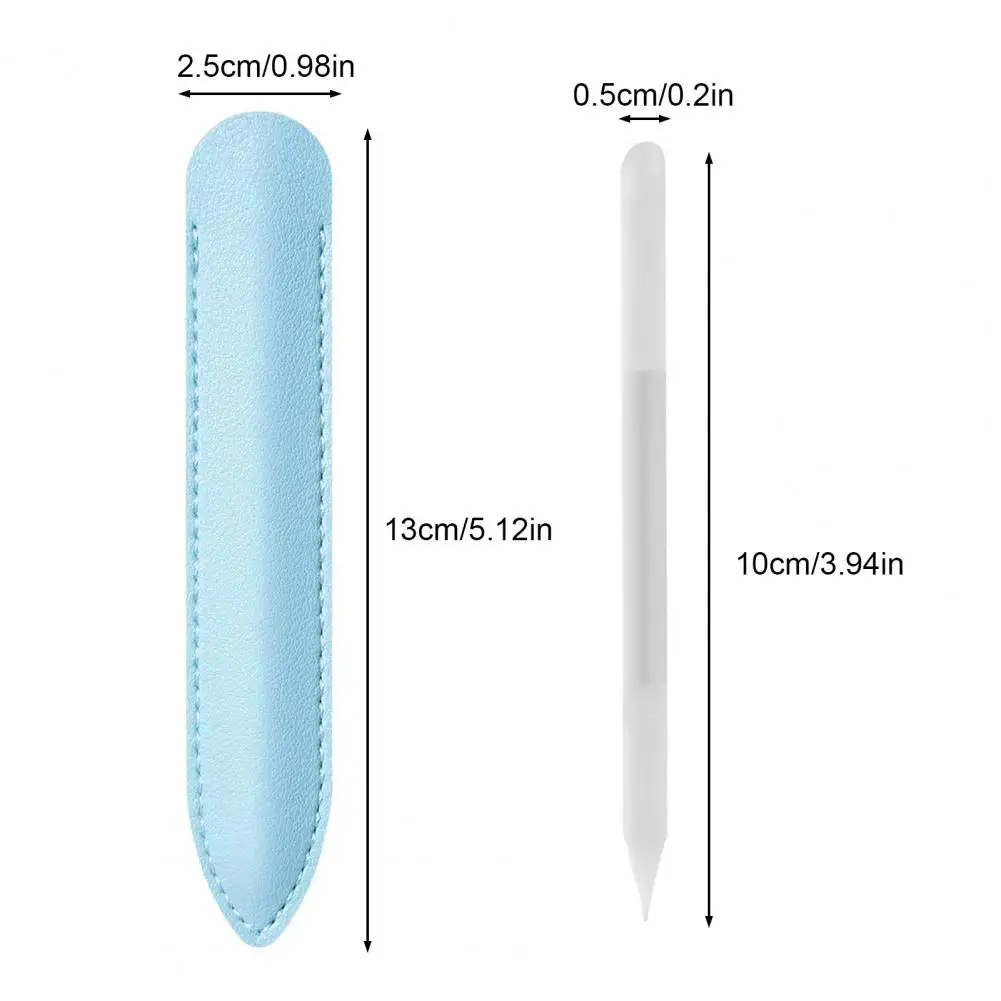 Lime à ongles poussoir à cuticules en verre, nettoyage facile, bâton de manucure en verre Double face avec simili cuir, 2 pièces/ensemble