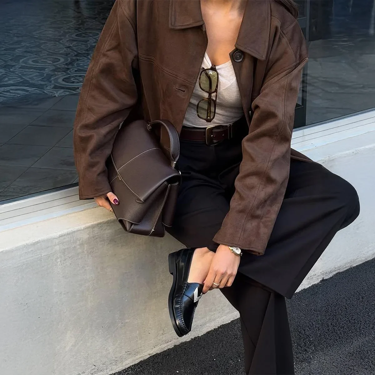 

Button Long-sleeved Vest Vest Jacket Women's 2025 Autumn Winter European American Simple Temperament