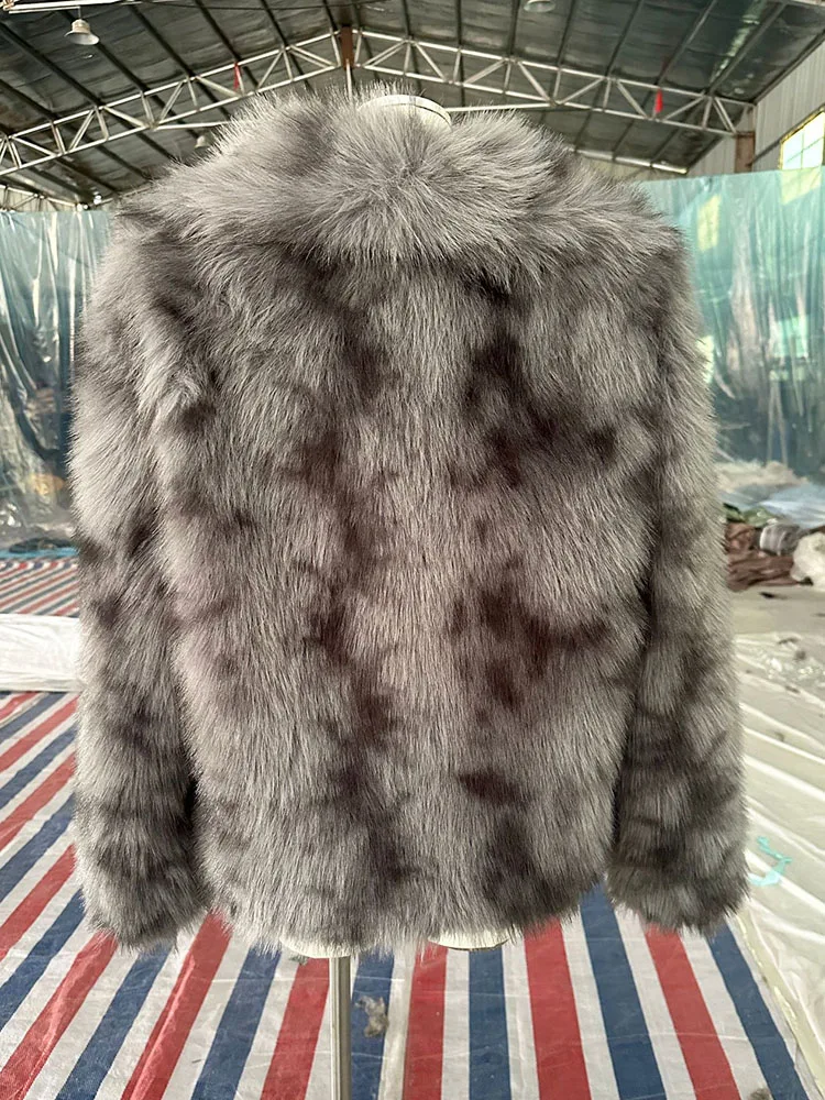 ZADORIN-ropa elegante de invierno para mujer, abrigo de piel sintética grueso y cálido con cuello vuelto, chaqueta peluda degradada, abrigo de piel sintética