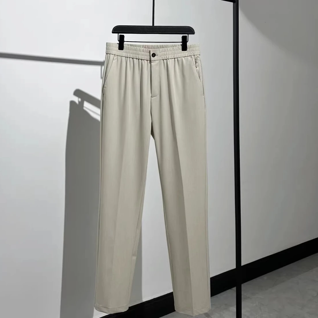 

Итальянские брюки BC с эластичной талией, прямым кроем, боковой молнией и двумя карманами, повседневные, 26ss