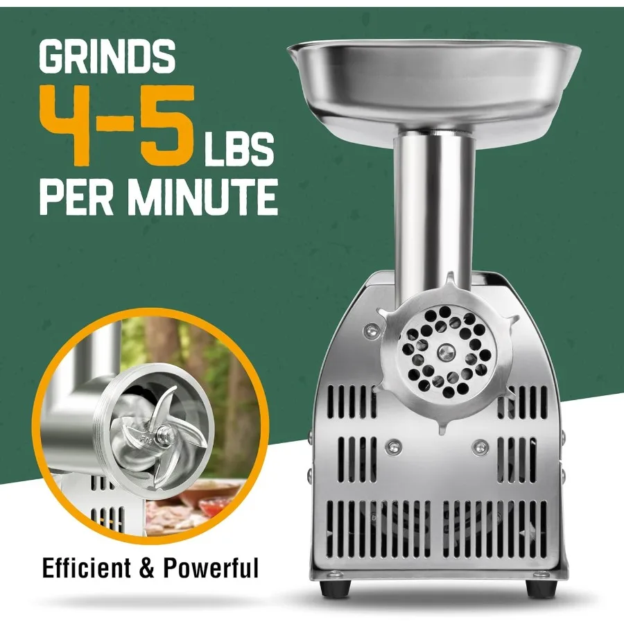 Сверхмощная электрическая мясорубка из нержавеющей стали с двигателем мощностью 0,4 л.с. мощностью 300 Вт для домашнего и коммерческого использования. Идеально подходит для изготовления колбас.