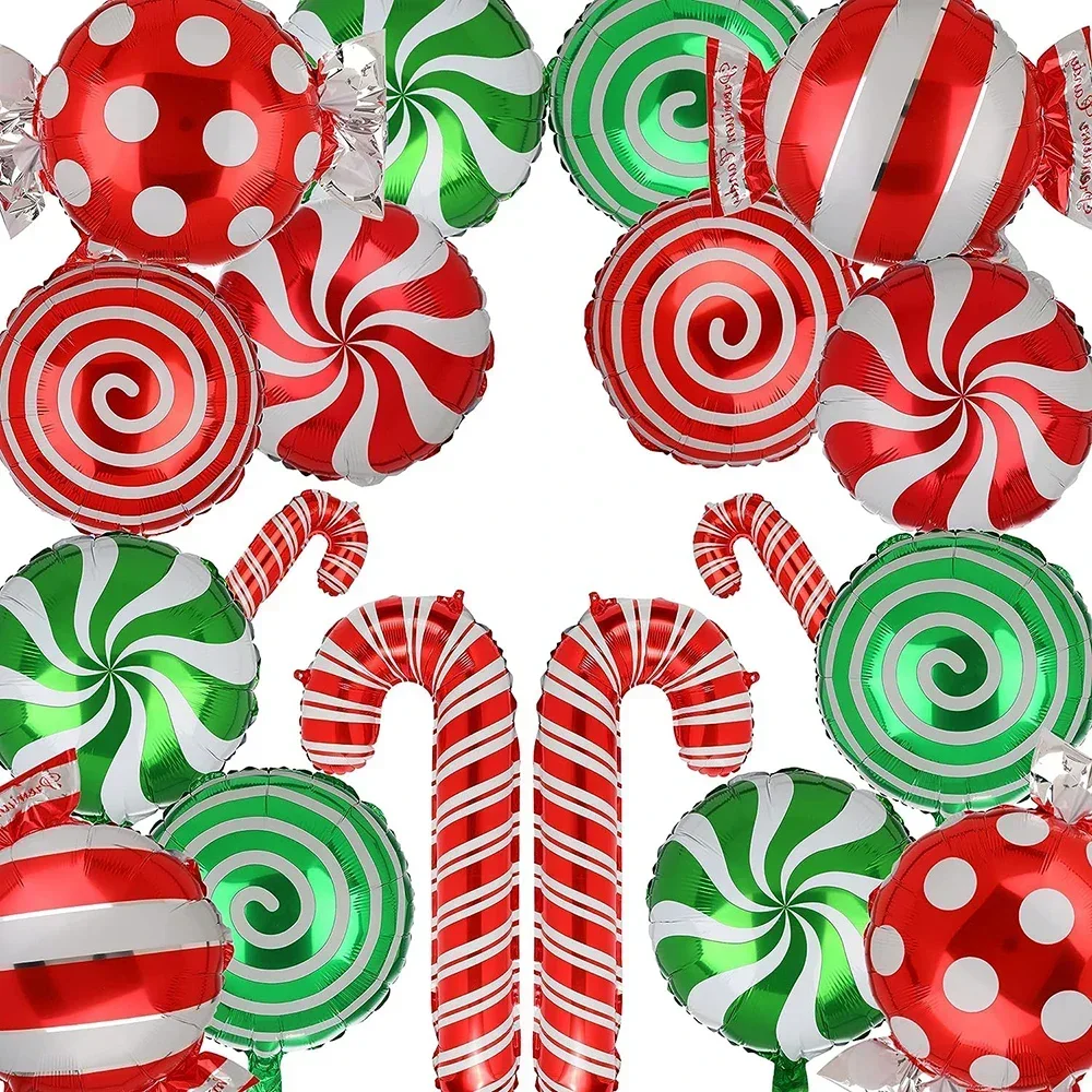 Weihnachten Zuckerstange Folienballons Weihnachten Rot Grün Süße Süßigkeiten Ballon Weihnachtsgeschenkbox Ballon Geburtstagsfeier Heimdekoration