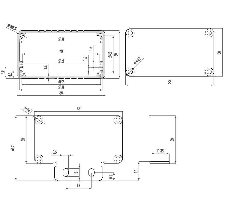 Aluminum Enclosure waterproof 80x55x30mm Case PCB DIY Instrument Electronic Project Protective Box Alloy Components Made PCB