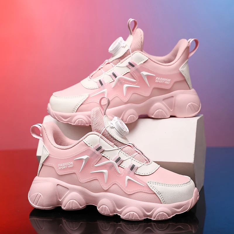 

Autumn Girls Sneaker Children Leather Shoes Luxury PU Platform Kids Tennis Sneaker Size 29-38 Pink Girls Sports Shoes