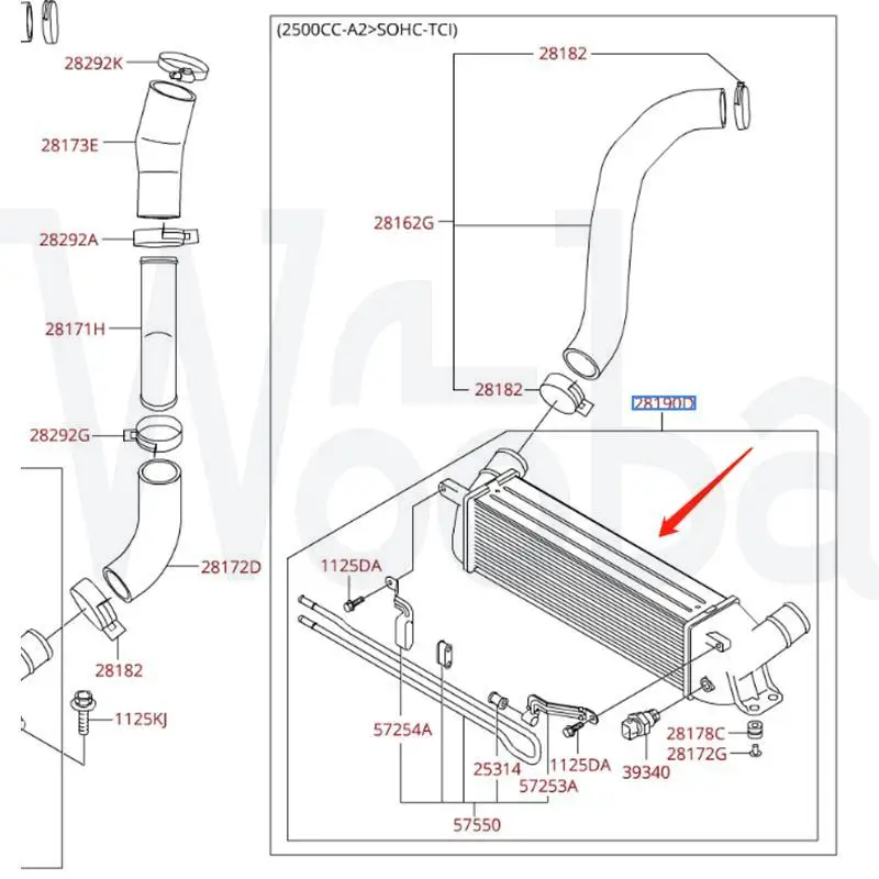 Wooba Brand New High Quality Intercooler For Ford FIESTA VI Van Hyundai H1 TQ 2.5 2008- 281904A481 281904A700 281904A701