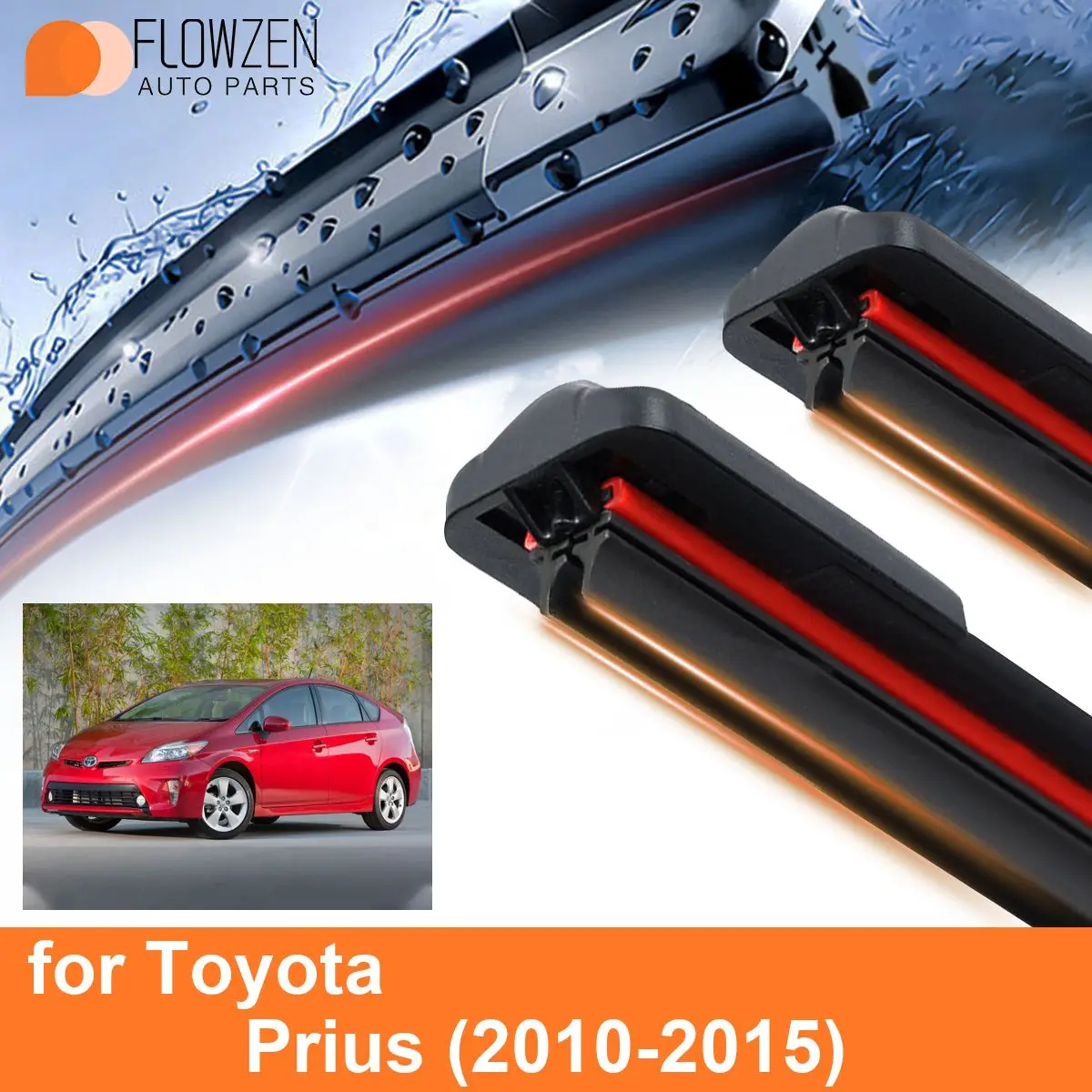 

Car Windshield Wiper Blades for Toyota Prius Double Rubber Frameless Bracketless WipersSoft Accessories 2011 2012 2013 2014 2015