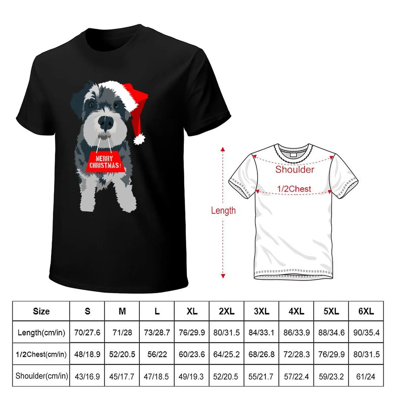 Christmas Miniature Schnauzer Santa Hat T-Shirt plus sizes oversized graphic tee anime shirts men