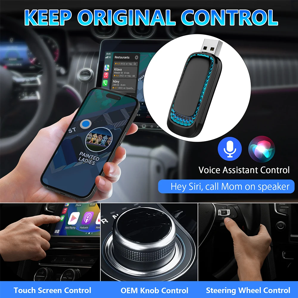 Wireless CarPlay & Android Auto Adapter Wireless Carplay Adapter Carplay Dongle CarPlay AI Box Smart Link Phone CarPlay Cars