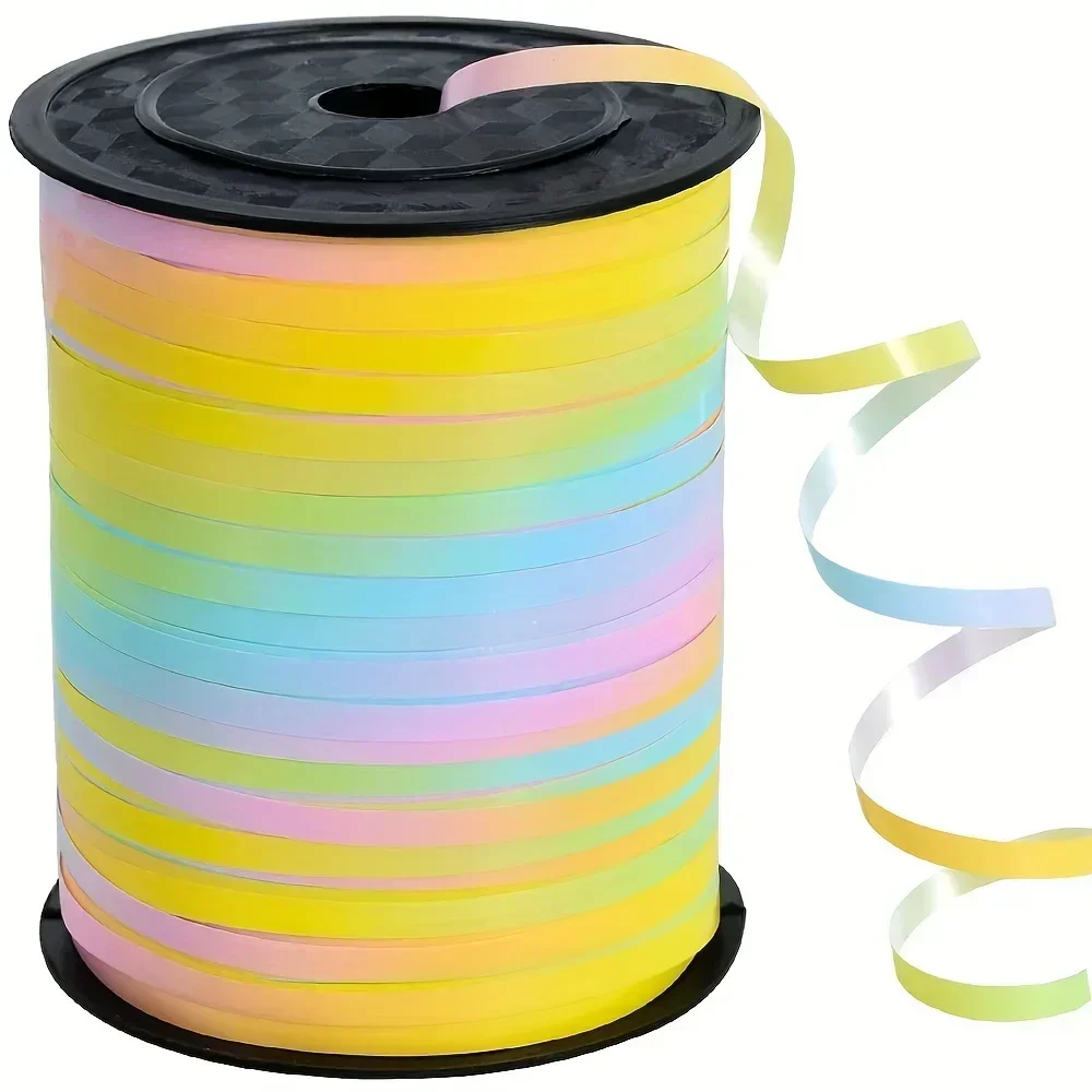 1pc 500 Yards Rainbow Curling Ribbon Pastel Balloon String Light Color Balloon Ribbon for Crafts Decoration Supplies