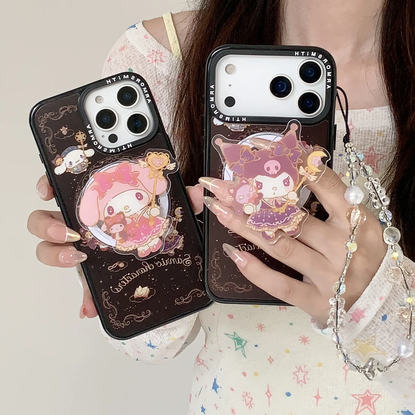 

Sanrio Cartoon Kitty Melody Kulomie INS Magic Wand Transformation Case For IPhone 17 16 15 14 13 ProMax For MagSafe Phone Cover