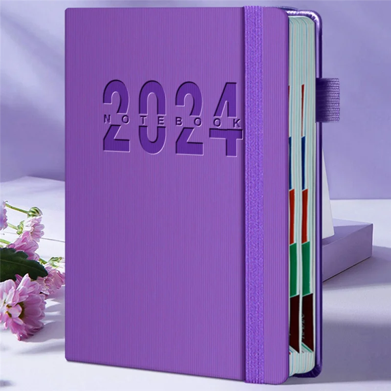 SR-2024 Planning Notebook Plan Chinese Internal Page Notebook 365 Day Plan Calendar Schedule School Diary Book A5 -Purple