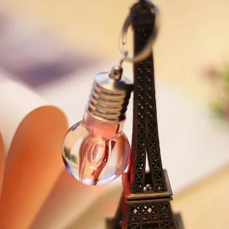 มินิน่ารักพวงกุญแจสัมผัส 7 สีเปลี่ยนหลอดไฟ LED พวงกุญแจของเล่น