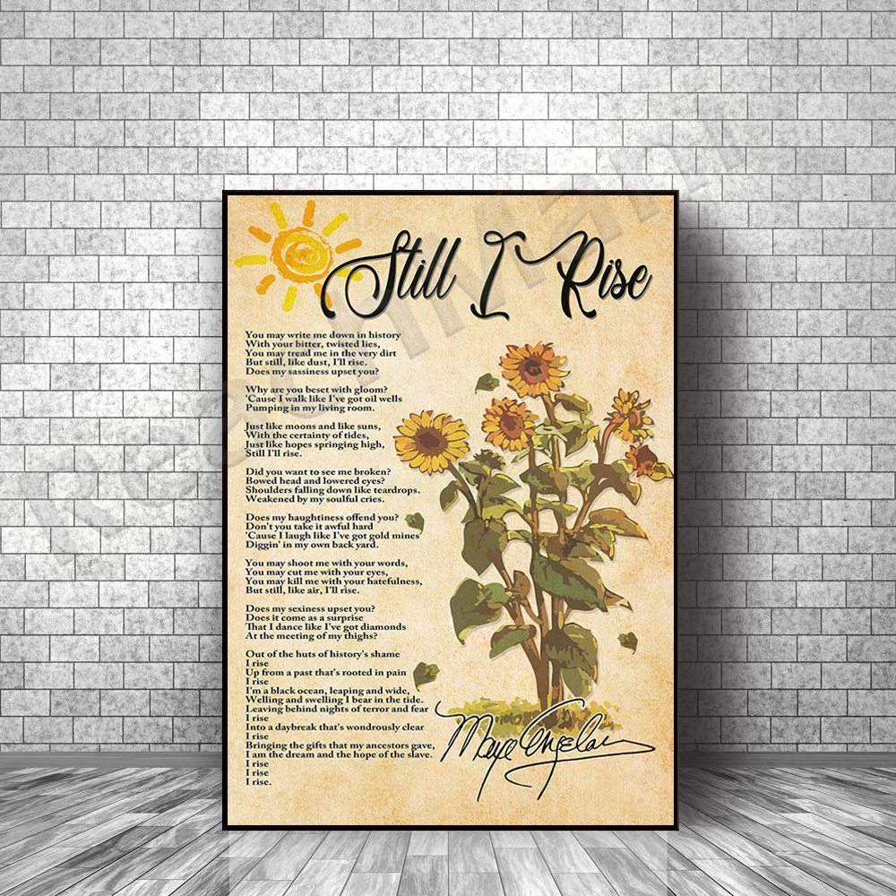 Affiche de poème « Still I Rise » de Maya Angelou, Poème de Maya Angelou, Affiche de motivation, Féminisme, Affiche « Still Like Air I'll Rise »