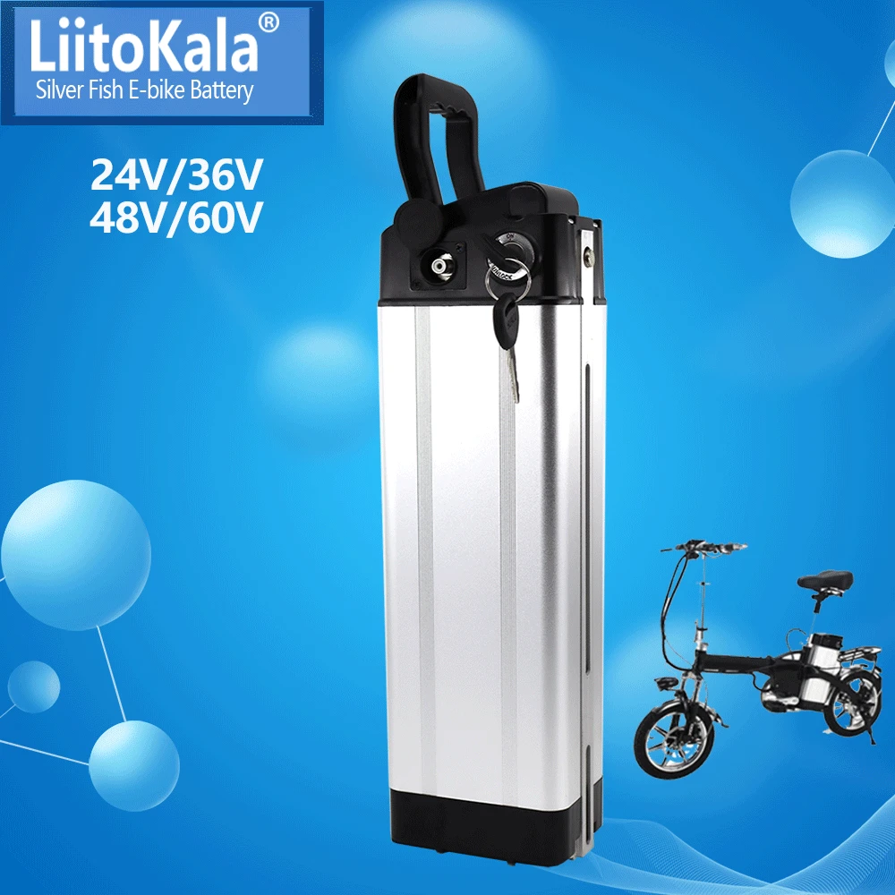 LiitoKala 48V 10Ah 12Ah 15Ah 20Ah Silver Fish Battery Pack Electric Bicycle Battery Pack for Bafang Motor Electric Bicycle Kits