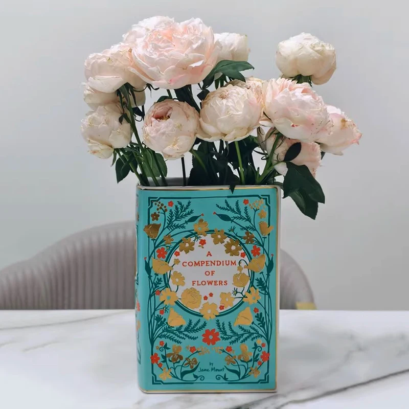 

Ceramics Vases Desk Decoration Vases Modern Creative Book Flower Bottle Elegant Aesthetic Interior Vase for Dried Flowers