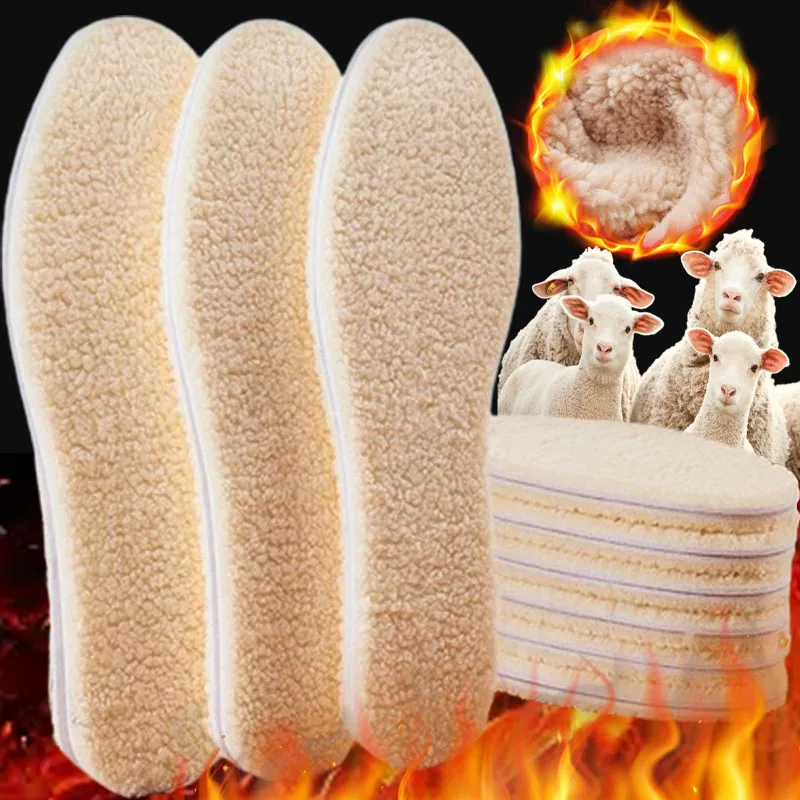 

4/2pcs Lamb Fleece Insoles Women Winter Keep Warm Insole Men Soft Wool Thicken Shoepad Cashmere Shoes Insert Thermal Shoe Pads