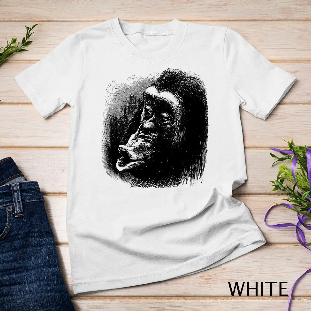 Chimpanzee Monkey Face Tshirt Art-Vintage Chimp Funny Monkey Tank Unisex T-shirt