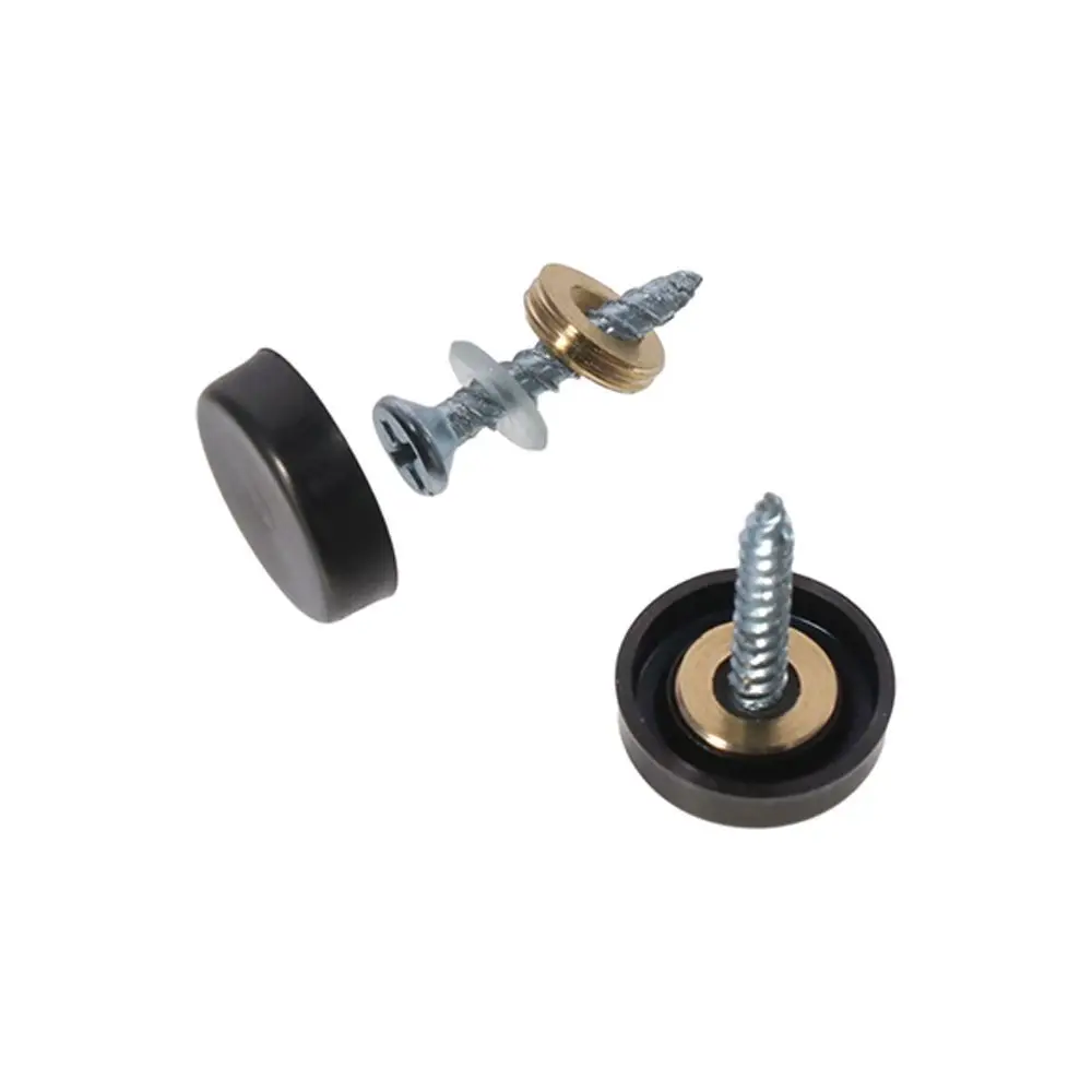 20Pcs 16MM Screw Covers Caps Matte Black Stainless Steel Mirror Screws Fasteners Mirror Screws Caps Mirror Decorative
