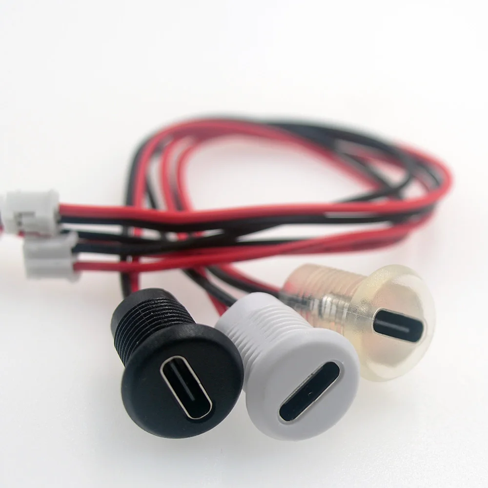 1-10PCS 2Pin USB-C Connector Type-C Waterproof with PH 2.0 nut locking Panel mounting TPC Waterproof Fast Charging jack port