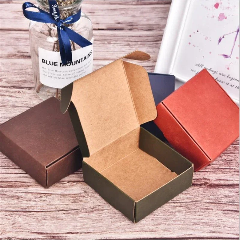 200pcs/lot Printable Logo Small Kraft Paper Box Multi Color Handmade Soap Packaging Box Jewelry Candy Box Custom Printing