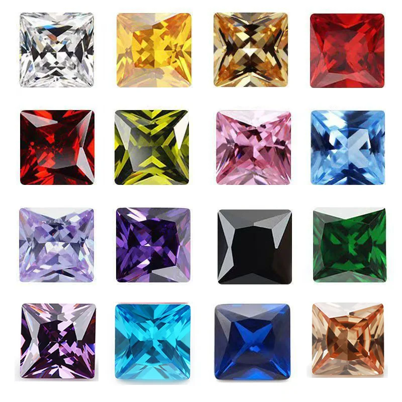 

Exquisite 1CT Moissanite Sparkling Square Princess Moissanite Bare Diamond DIY Gem Necklace Ring Jewelry Accessories