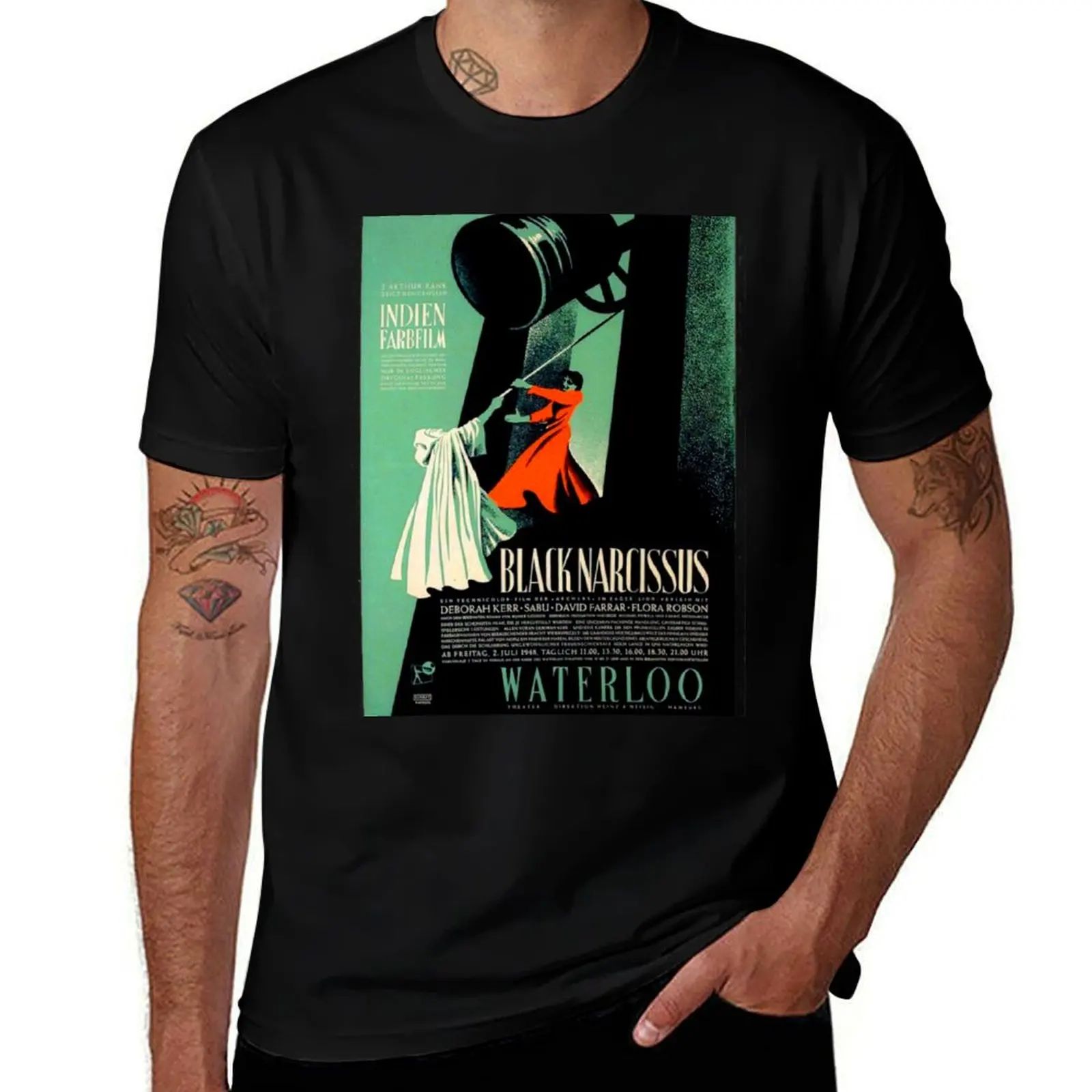 

German Movie Poster for The Black Narcissus T-Shirt t shirt man cotton t shirts for man pack white