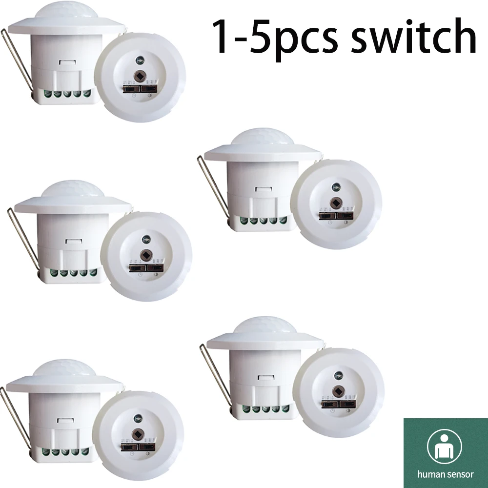 

Потолочный пятипроводной встроенный скрытый инфракрасный датчик человеческого тела, 1-5 шт., переключатель с высокой мощностью, легкая установка для лестницы, искусственный свет