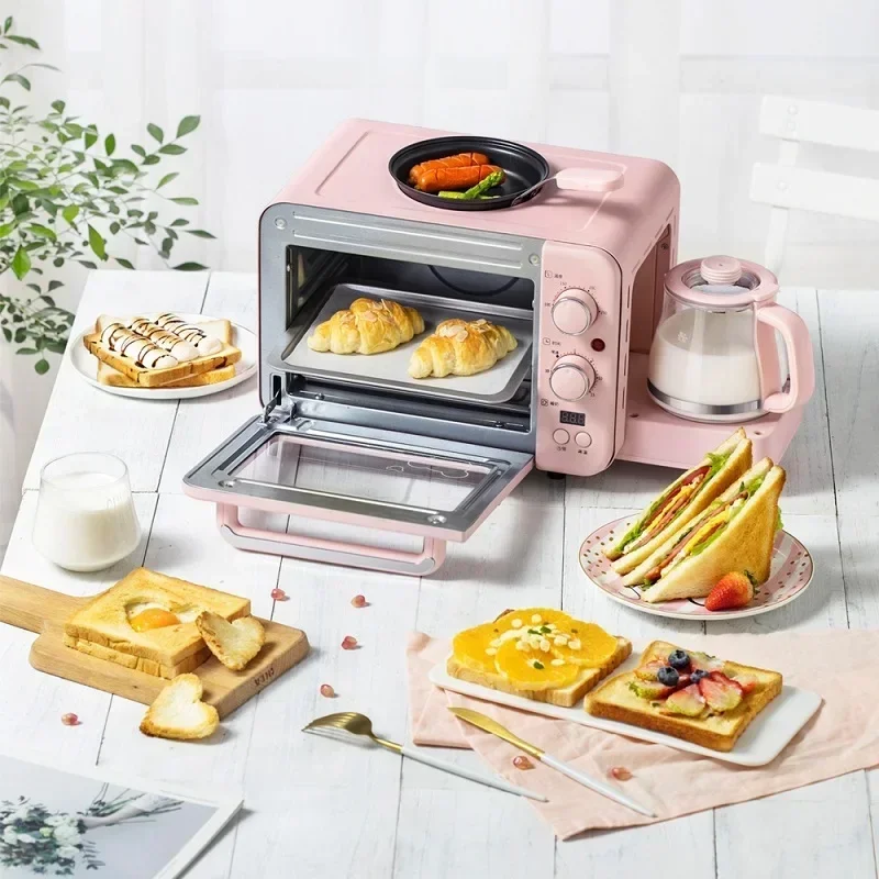 Multifunction Breakfast Machine Mini Household Electric Oven Cake Baking Fry Pan Warm Drinking Pot Toaster