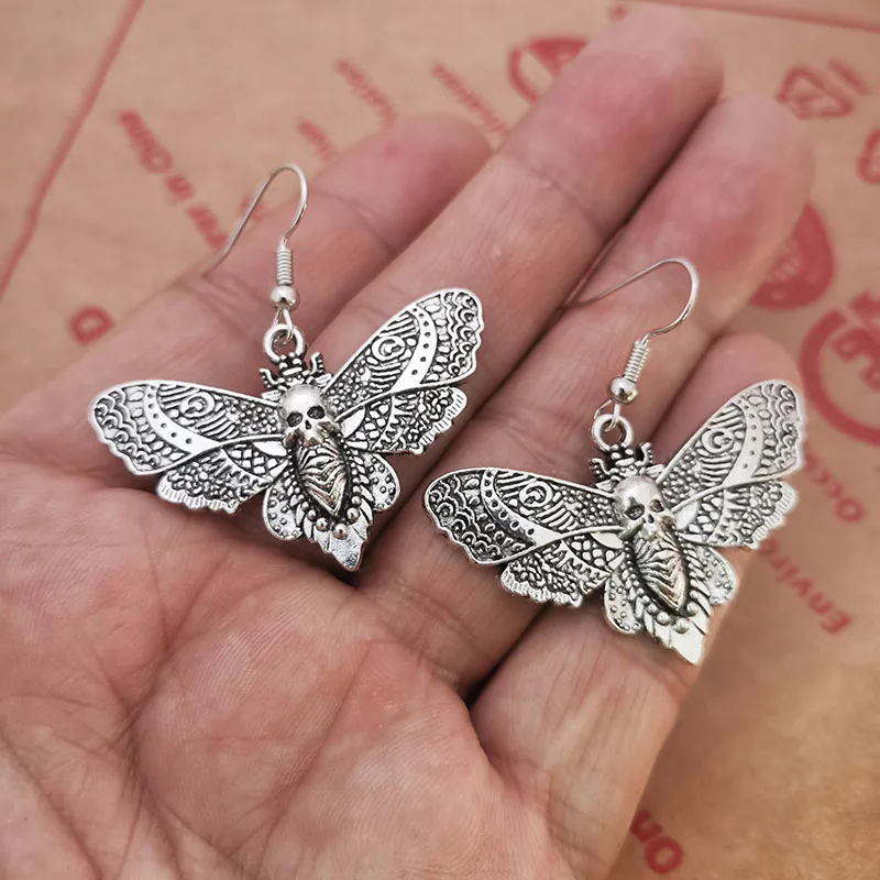 خمر أزياء الموت العثة استرخى إسقاط أقراط للنساء العصرية هالوين مجوهرات هدايا عيد الميلاد