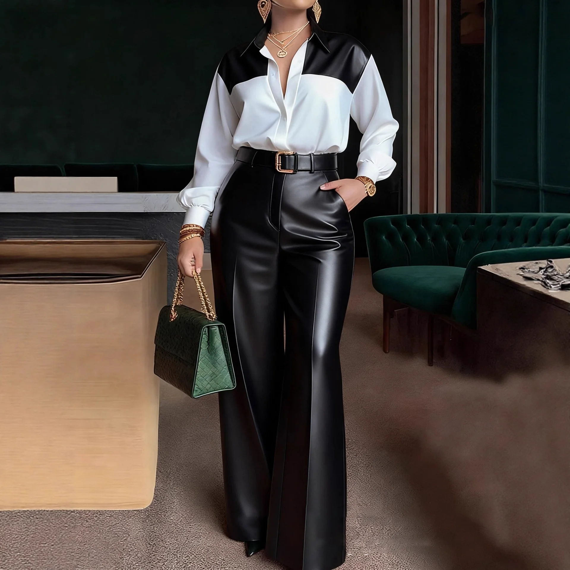 

Африканская одежда из 2 предметов для женщин, весна-осень 2026, модный африканский топ с длинными рукавами и v-образным вырезом, длинные брюки, одинаковые комплекты, наряды