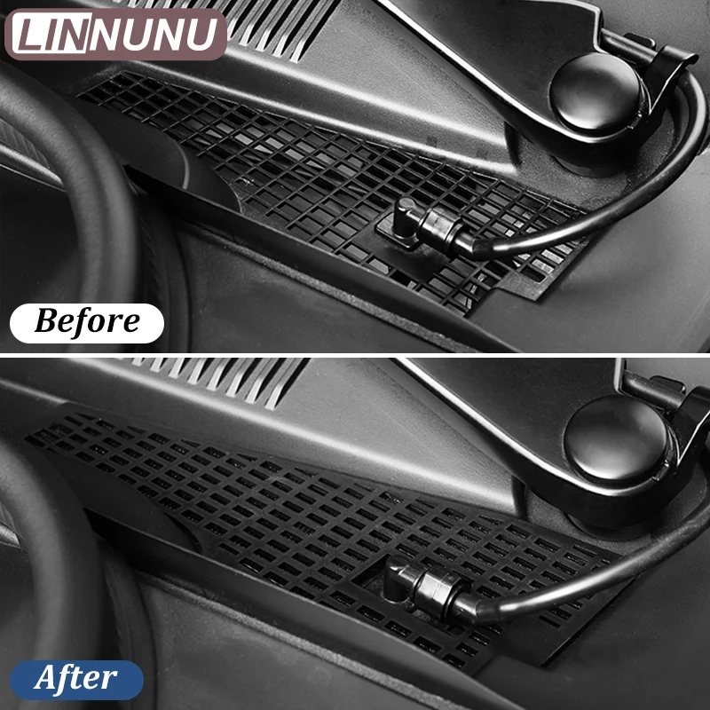 LINNUNU For Zeekr 001 2021-2024 Stainless Trim Car Front hood Dust proof horn Insect Protection ABS Cover Trim Auto Accessories