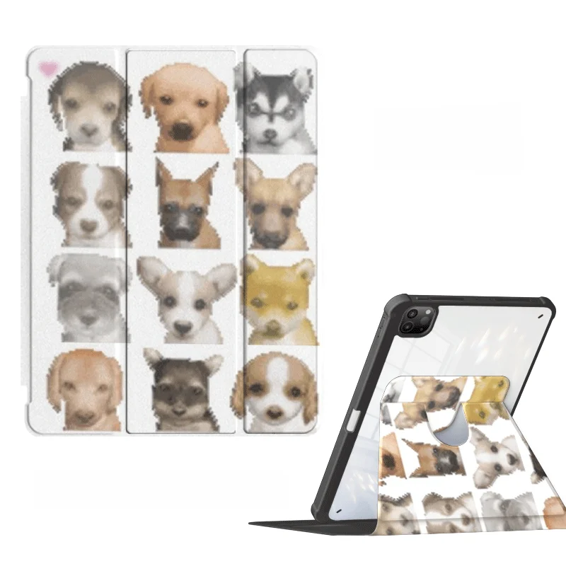 

Оригинальный милый дизайн с пушистой собачьей головой, акриловый чехол для iPad ible с дюймовой моделью iPad pro 2025 и Air 4/57 со слотом для ручки