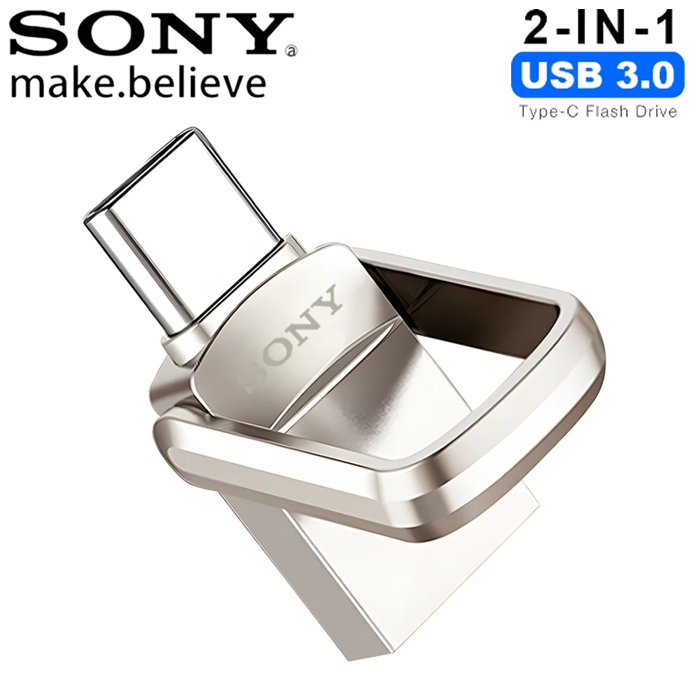 

SONY Двойной флэш-накопитель 2 ТБ USB 3.0 Type-C, 128 ГБ, металлический флэш-накопитель OTG, 1 ТБ, USB-память 512 ГБ, флэш-накопитель для телефона/ПК