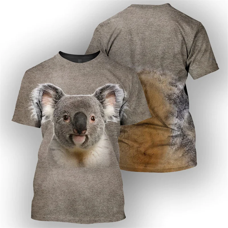 3D Printed Australian Kangaroo Koala Sloth T-shirt Animal Graphic Short Sleeve Round Neck T Shirts Summer Oversized Street Tees