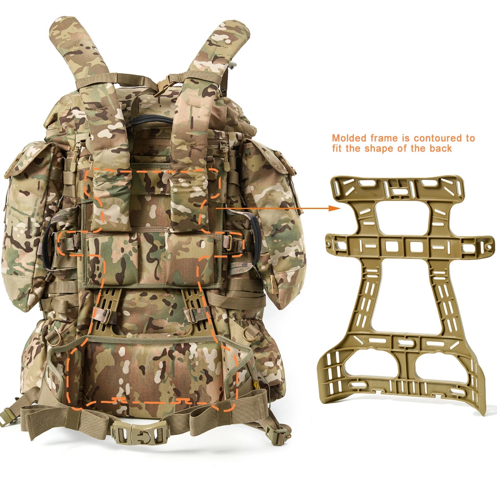 Imagem -04 - Grande Tático Mochila Militar Quadro Modular Hip Belt Camping Equipamentos mt Pack 160l