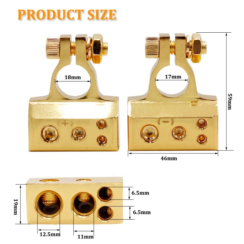 Recoil RBT 0/4/8/10 Gauge Heavy Duty Top Post Battery Terminals with Space Shims and Clear Cover, Positive and Negative (Pair)