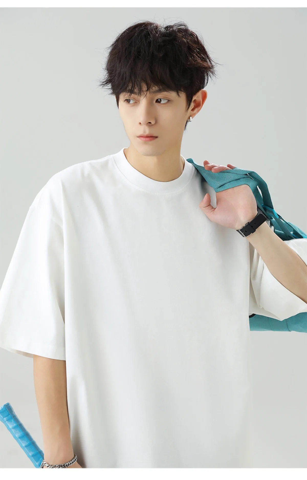 Heavy plus size Plain T-Shirt for Men Summer Qualtity Short Sleeve Tee Solid Color Trendy Casual Black Top hip-hop style