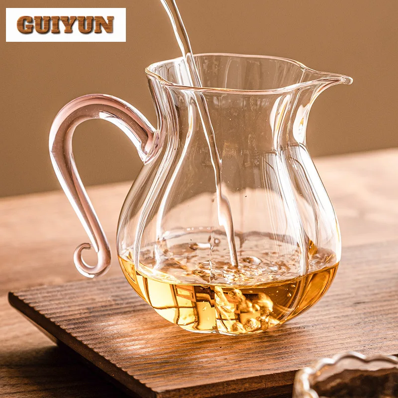 

250ml Flower Bud Glass Handmade Fair Cup Household Heat Resistant Glass Tea Pitcher Creative Cha Hai Justice Cup Tea Items Gift